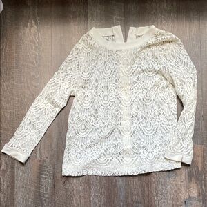 Banana Republic Cream Lace Detail Top